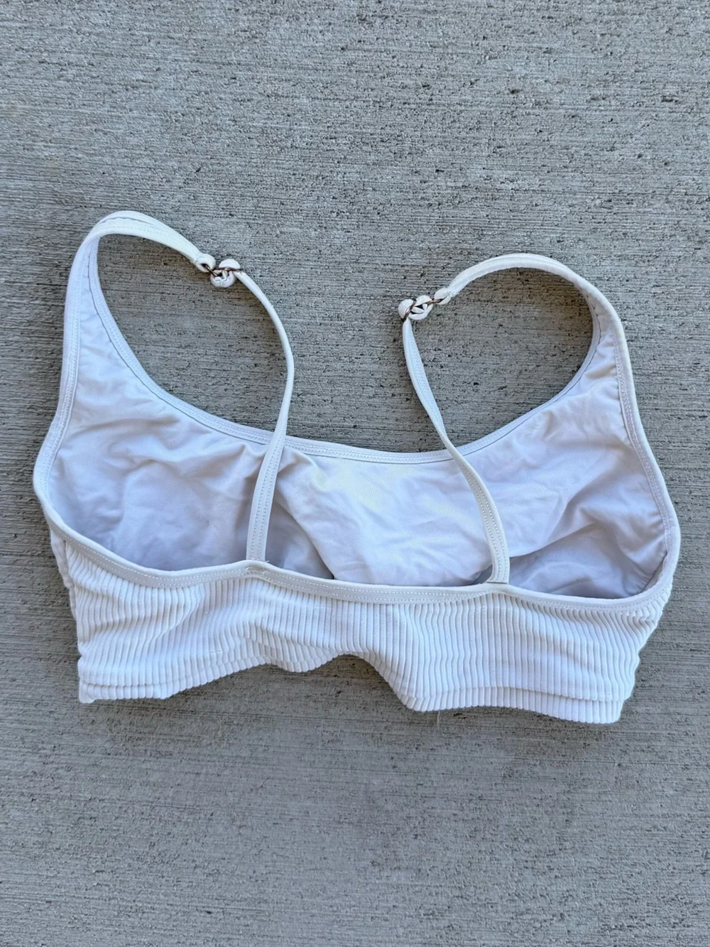 Frankies Bikinis White Ribbed Knot Front Bikini Top Size S
